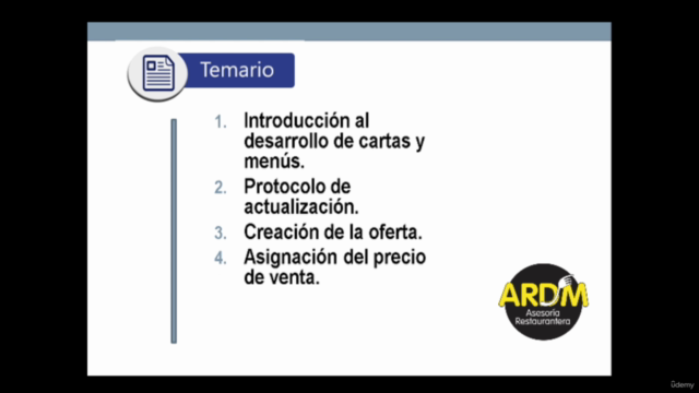 Curso de actualización de menús para restaurantes. – Screenshot 3