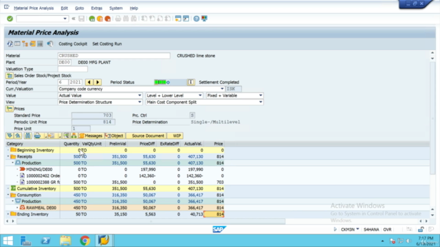 SAP CO "Product Costing" for CEMENT Manufacturing Process – Screenshot 4