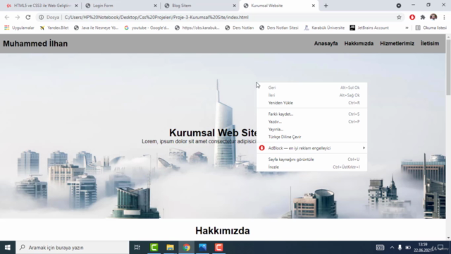 HTML ve CSS ile Kurumsal Site + Blog Sitesi Geliştirme – Screenshot 1