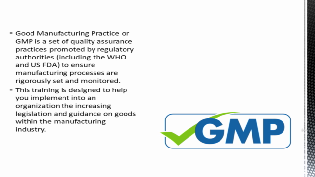 Good Manufacturing Practices (GMP) Certification Course – Screenshot 1