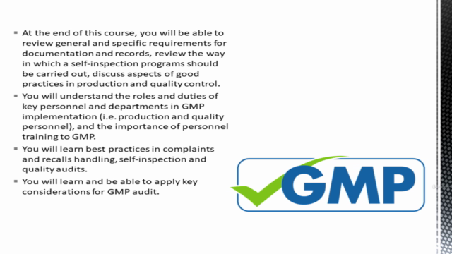 Good Manufacturing Practices (GMP) Certification Course – Screenshot 4