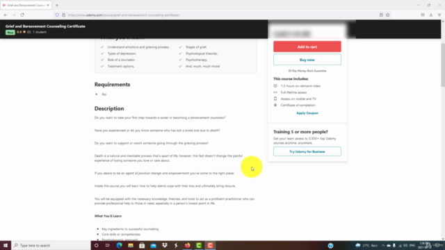 Grief and Bereavement Counseling Certificate – Screenshot 1