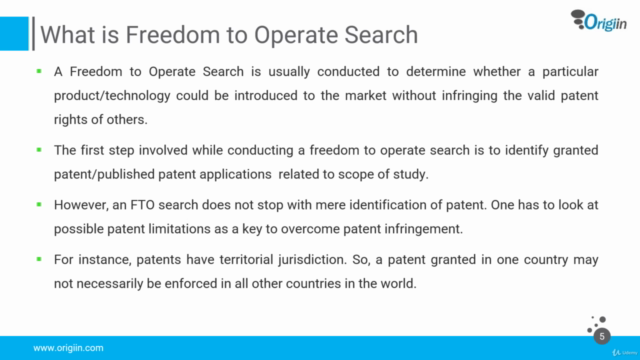 Certificate Course in Freedom to Operate Search – Screenshot 2