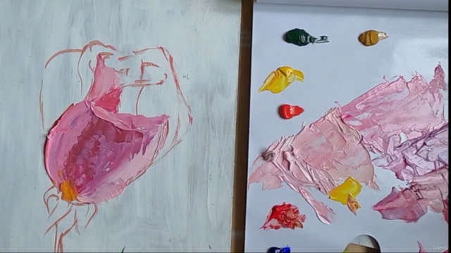 Two roses. Palette knife. Oil painting for beginners – Screenshot 3