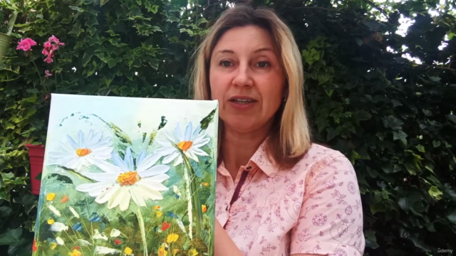 Palette knife for beginners - Painting a Daisy with oils – Screenshot 4