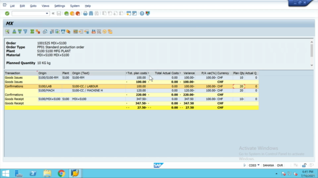 SAP S/4 HANA CO -Complete End to End Scenarios of "COSTING" – Screenshot 4