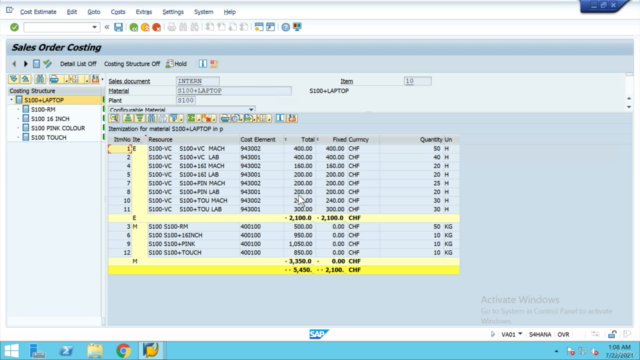 SAP Product Costing by Sale Order with Variant Configuration – Screenshot 3