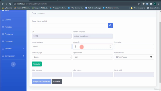 Crea un Sistema de Prestamos y Cobranzas en Codeigniter 3 – Screenshot 2