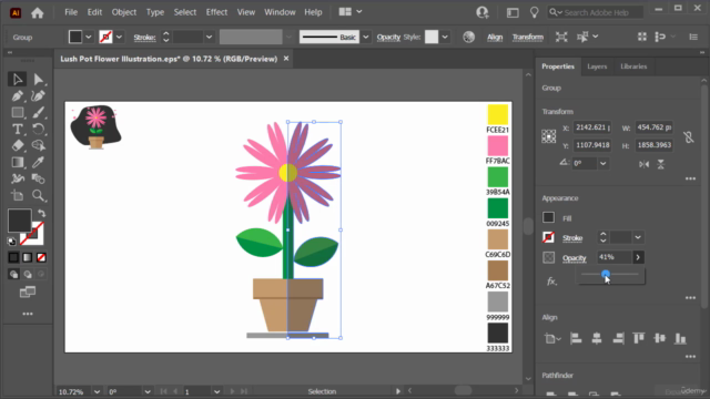 Creating Lush Pot Flower Illustration in Adobe Illustrator – Screenshot 3