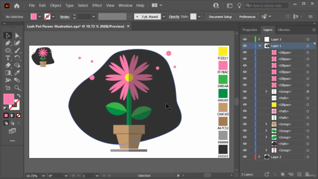 Creating Lush Pot Flower Illustration in Adobe Illustrator – Screenshot 4