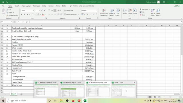 Detailed specification & Complete Rate Analysis – Screenshot 3