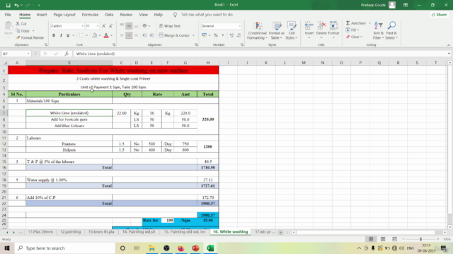 Detailed specification & Complete Rate Analysis – Screenshot 4