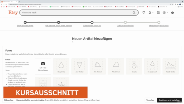 Etsy Meisterkurs: Etsy Shop eröffnen, SEO & Werbung schalten – Screenshot 2