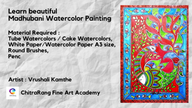 MADHUBANI WATERCOLOR PAINTING | ChitraRang Fine Art Academy – Screenshot 2