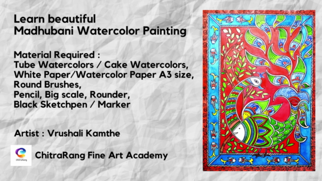 MADHUBANI WATERCOLOR PAINTING | ChitraRang Fine Art Academy – Screenshot 3