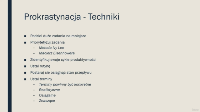 Kurs jak radzić sobie z prokrastynacją? Techniki i narzędzia – Screenshot 1
