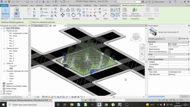 Praça publica projeto completo no Revit – Screenshot 2