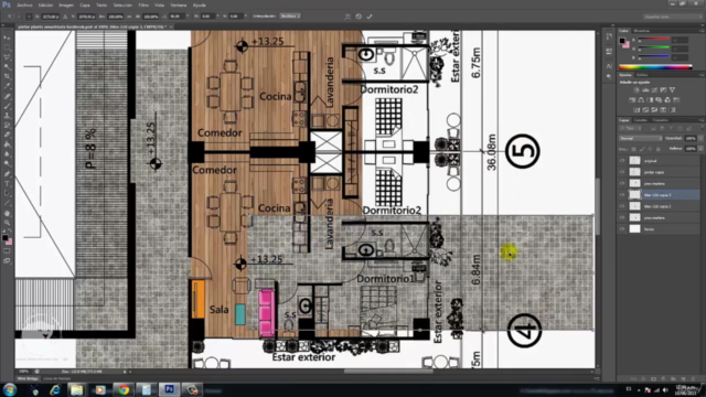 Pintar o colorear plantas arquitectonicas en photoshop – Screenshot 3
