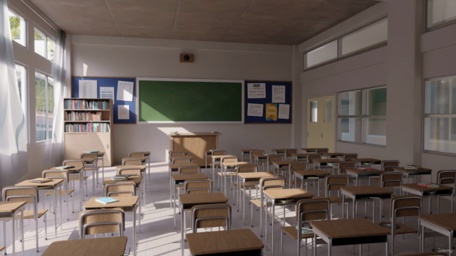 3D Classroom Environment Creation in Blender - Screenshot_01