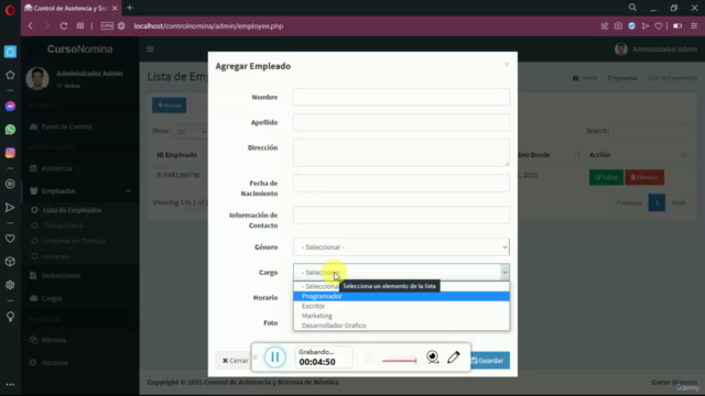 Sistemas Para Control de Nomina y Asistencia PHP, MySQL – Screenshot 2