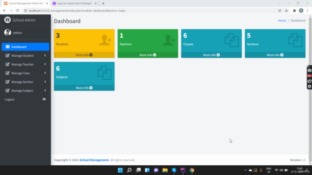 School Management Project in PHP – Screenshot 1