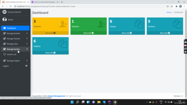 School Management Project in PHP – Screenshot 4