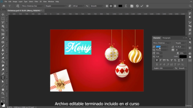 Photoshop, tutorial tarjeta navideña, incluye editable final – Screenshot 2