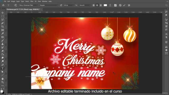 Photoshop, tutorial tarjeta navideña, incluye editable final – Screenshot 4