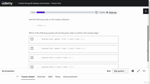 MongoDB Associate Database Administrator DBA Exam - Tests – Screenshot 3