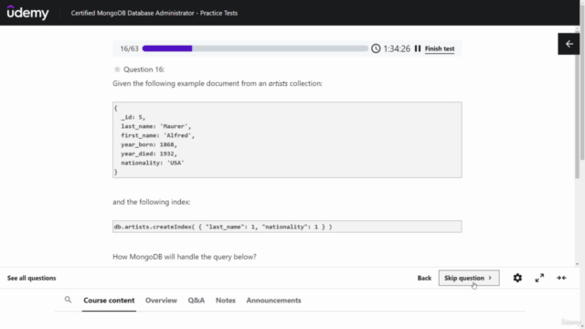 MongoDB Associate Database Administrator DBA Exam - Tests – Screenshot 4