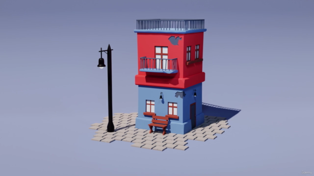 Animated 3D Building Scene in Blender -