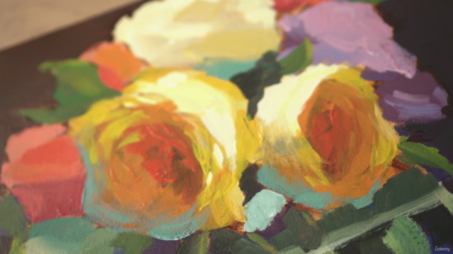 TWO Fun Modern Still life Flowers and Roses Acrylic painting - Screenshot_01