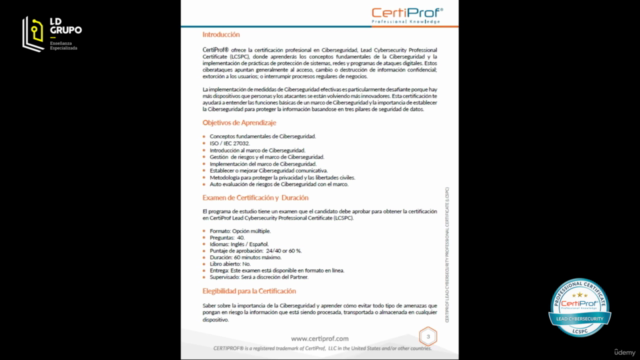 Curso Internacional Lead Cybersecurity Professional LCSPC – Screenshot 1