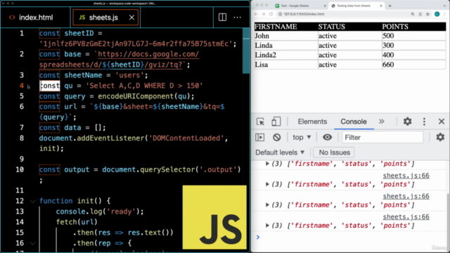 Spreadsheet Data query from JavaScript Frontend Code AJAX - Screenshot_01