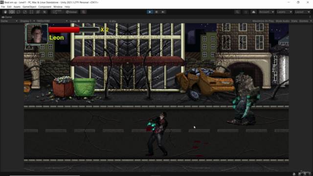 Create 2D Beat Em Zombie Up Game In Unity And C# - Screenshot_04