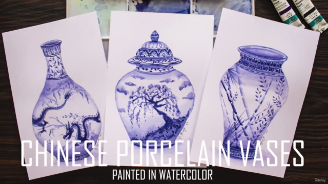 Watercolor Painting For Beginners | Chinese Vase Collection – Screenshot 1