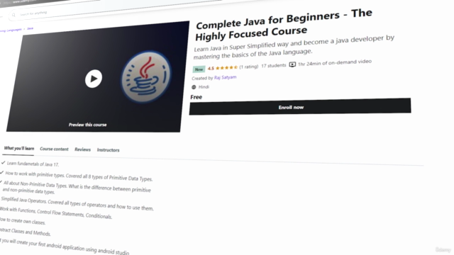 Complete Java for Beginners - The Highly Focused Course – Screenshot 1