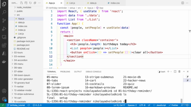 ReactJS Birthday Reminder React App (with WebdriverIO tests) – Screenshot 2