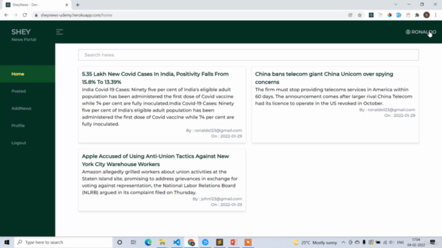 MERN Stack News Application with Tailwind CSS – Screenshot 1