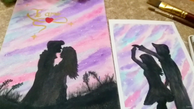 How to paint Cotton candy sky using watercolors – Screenshot 2