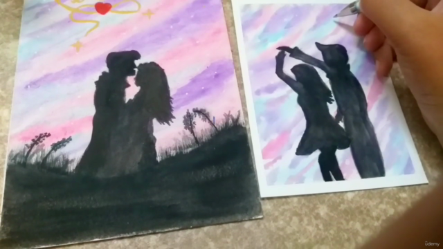How to paint Cotton candy sky using watercolors – Screenshot 4