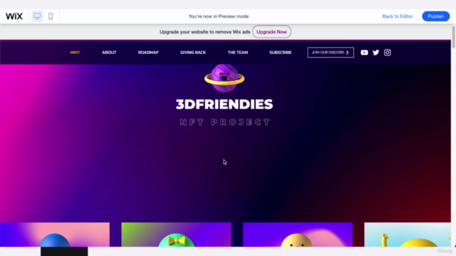 Design a Wix NFT Website with Crypto Wallet Functionality – Screenshot 1