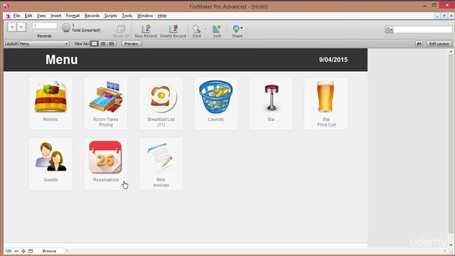 Filemaker Bookings and Reservation System – Screenshot 1