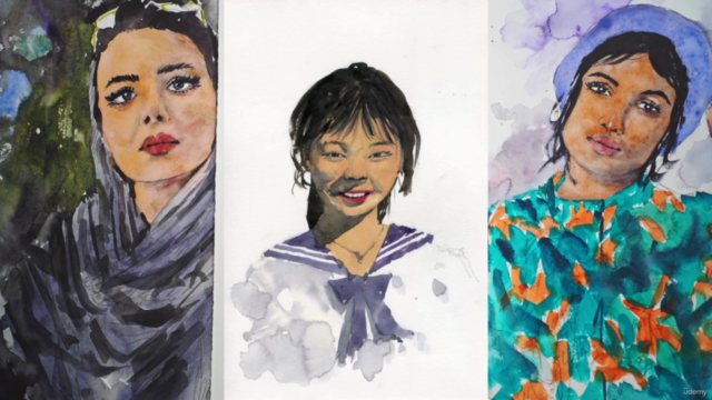 Watercolour Portraiture Essentials: Painting Skin Tones – Screenshot 1