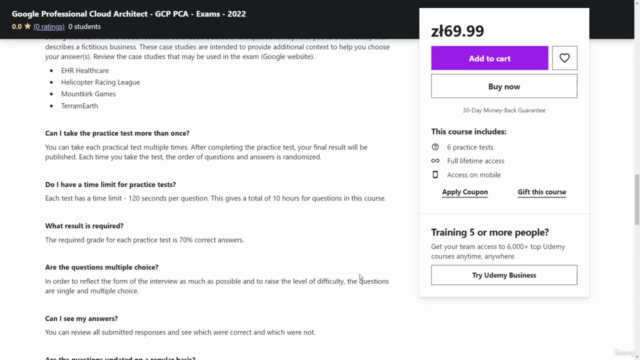 Google Professional Cloud Architect - PCA - Practice Exams – Screenshot 1