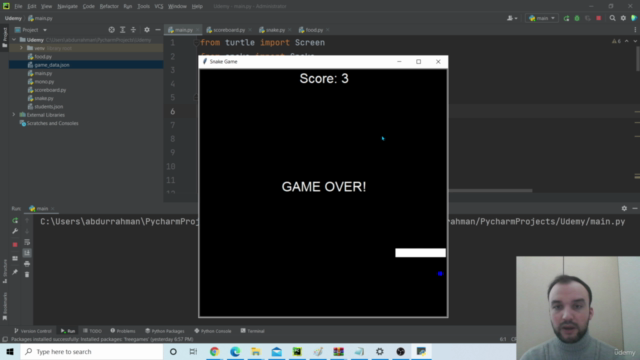 Python Course - Doing Snake Game with Turtle Module – Screenshot 4