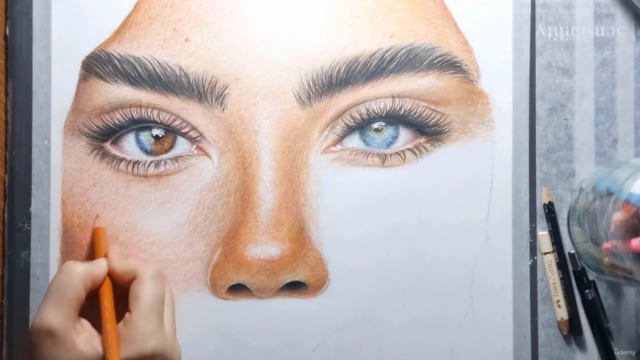 Portrait Drawing- Drawing a Beauty Girl with colored pencils - Screenshot_03