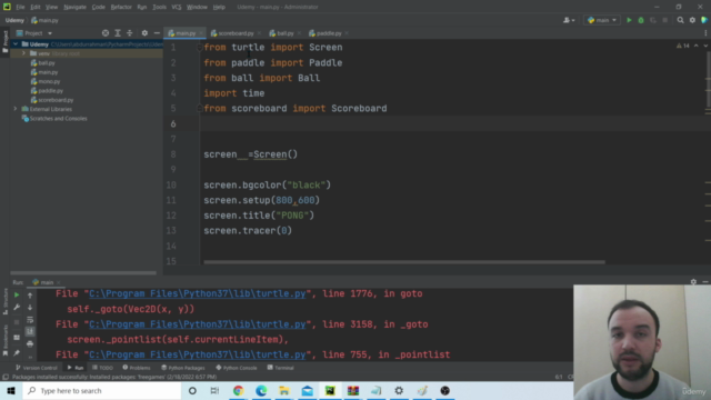 Python Course - Doing PONG Game with Turtle Module – Screenshot 1