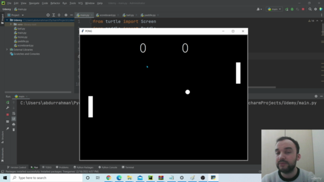 Python Course - Doing PONG Game with Turtle Module – Screenshot 3
