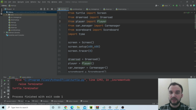 Python Course - Doing the Car Race Game with Turtle Module – Screenshot 1
